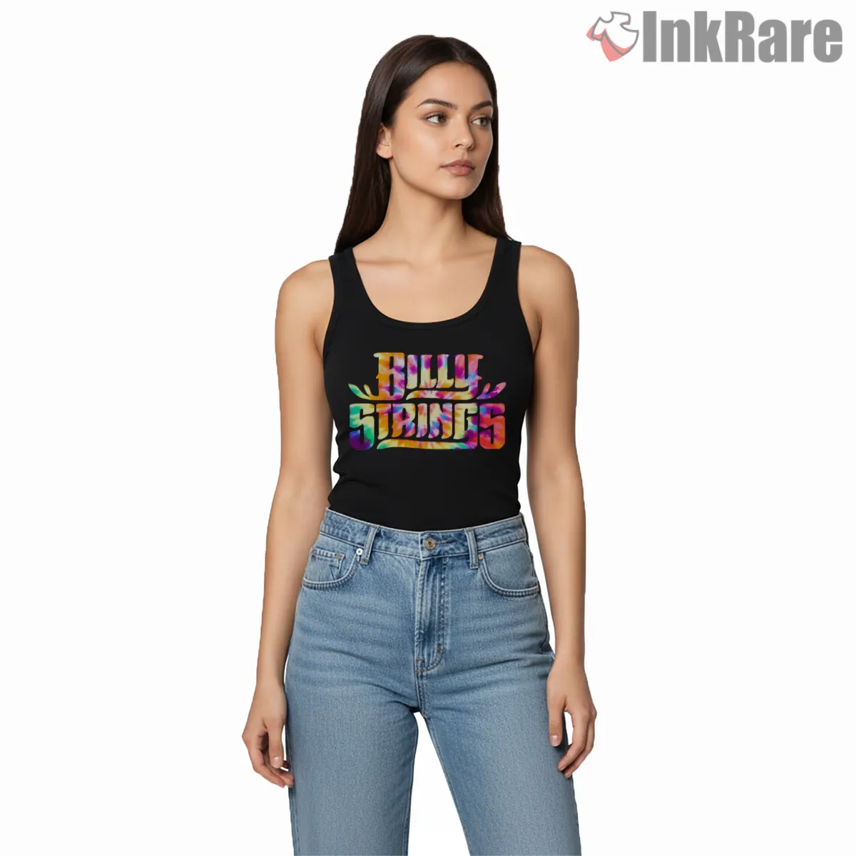 Billy Strings Iridescent Bmfs Logo Tank Top Black Billy Strings Iridescent Bmfs Logo Shirt on black tank top for women graphic tee