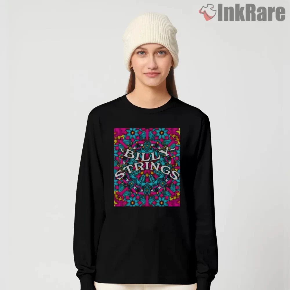 Billy Strings Kaleidoscope Devotion Pattern Shirt on black long sleeve shirt for women graphic tee