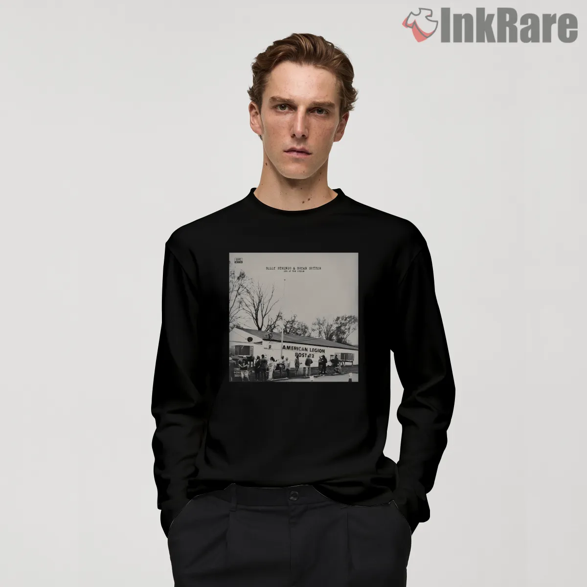 Billy Strings Live At The Legion Photo Long Sleeve Black Billy Strings Live At The Legion Photo Shirt on black long sleeve shirt for men graphic tee