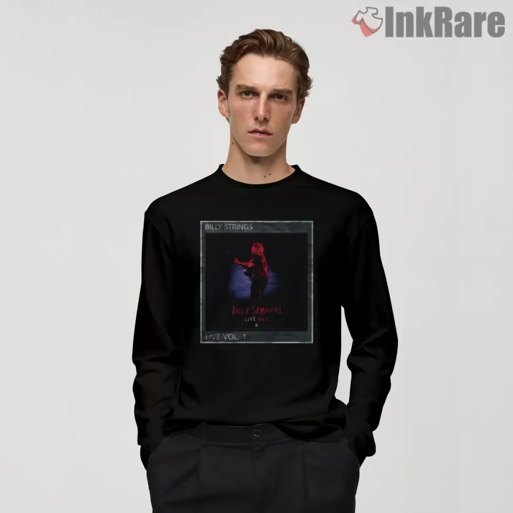 Billy Strings Live Vol 1 Album Cover Shirt on black long sleeve shirt for men graphic tee