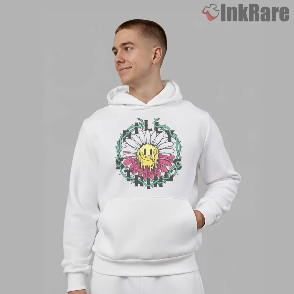 Billy Strings Melting Red Daisy Winter Shirt on white hoodie for men graphic tee