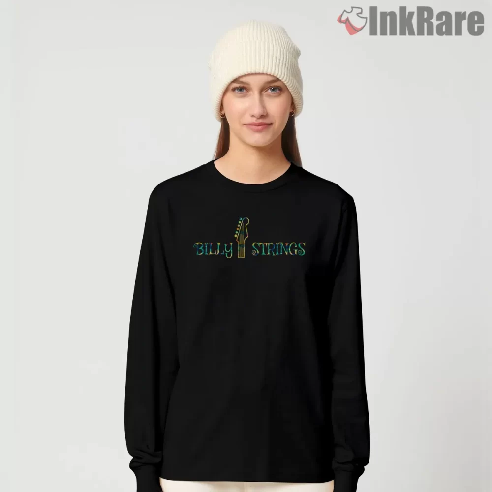 Billy Strings Minimal Guitar Icon Shirt on black long sleeve shirt for women graphic tee