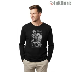 Billy Strings Moonlit Skeleton Picker Shirt on black long sleeve shirt for men graphic tee