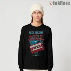 Billy Strings Music Is My Heart Cassette Shirt on black long sleeve shirt for women graphic tee