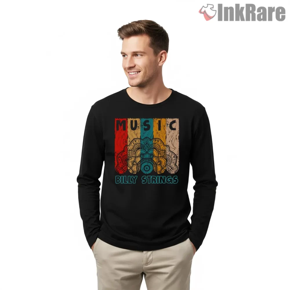 Billy Strings Music Mandala Color Burst Shirt on black long sleeve shirt for men graphic tee