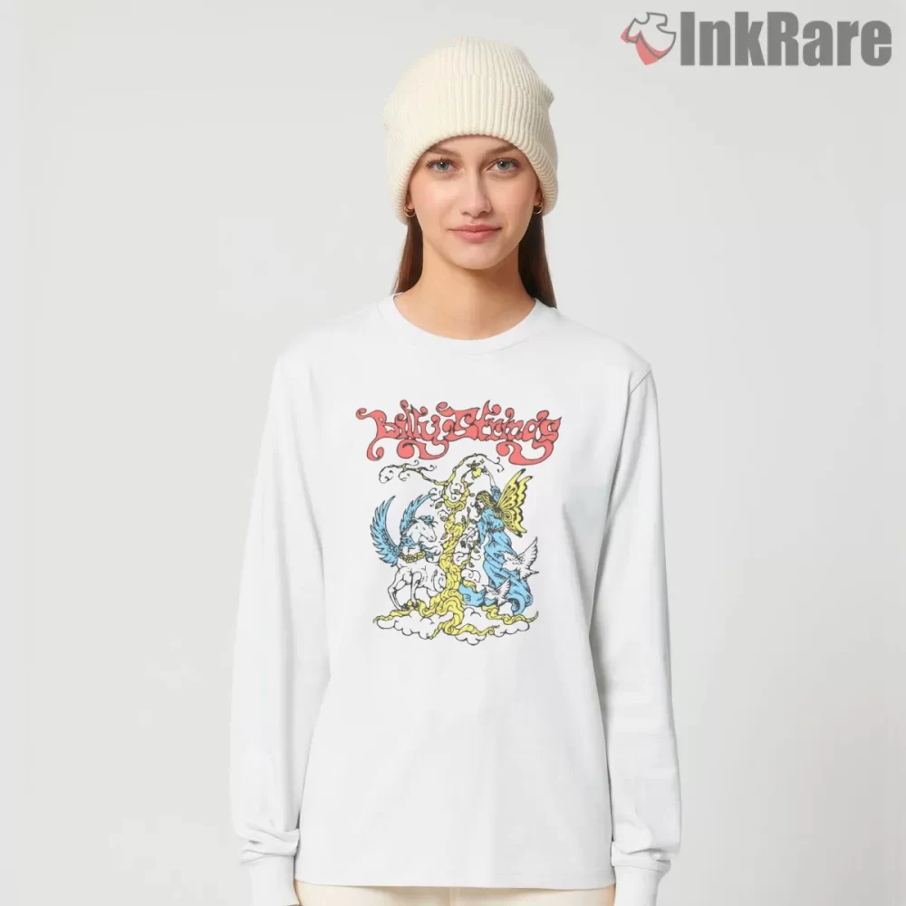 Billy Strings Mythic Psychedelic Guitar Rider Shirt on white long sleeve shirt for women graphic tee