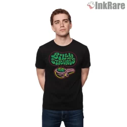 Billy Strings Neon Smoke Pipe Logo Shirt on black short sleeve shirt for men graphic tee