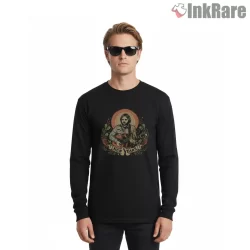 Billy Strings New Years Floral Guitar Crest Shirt on black long sleeve shirt for men graphic tee