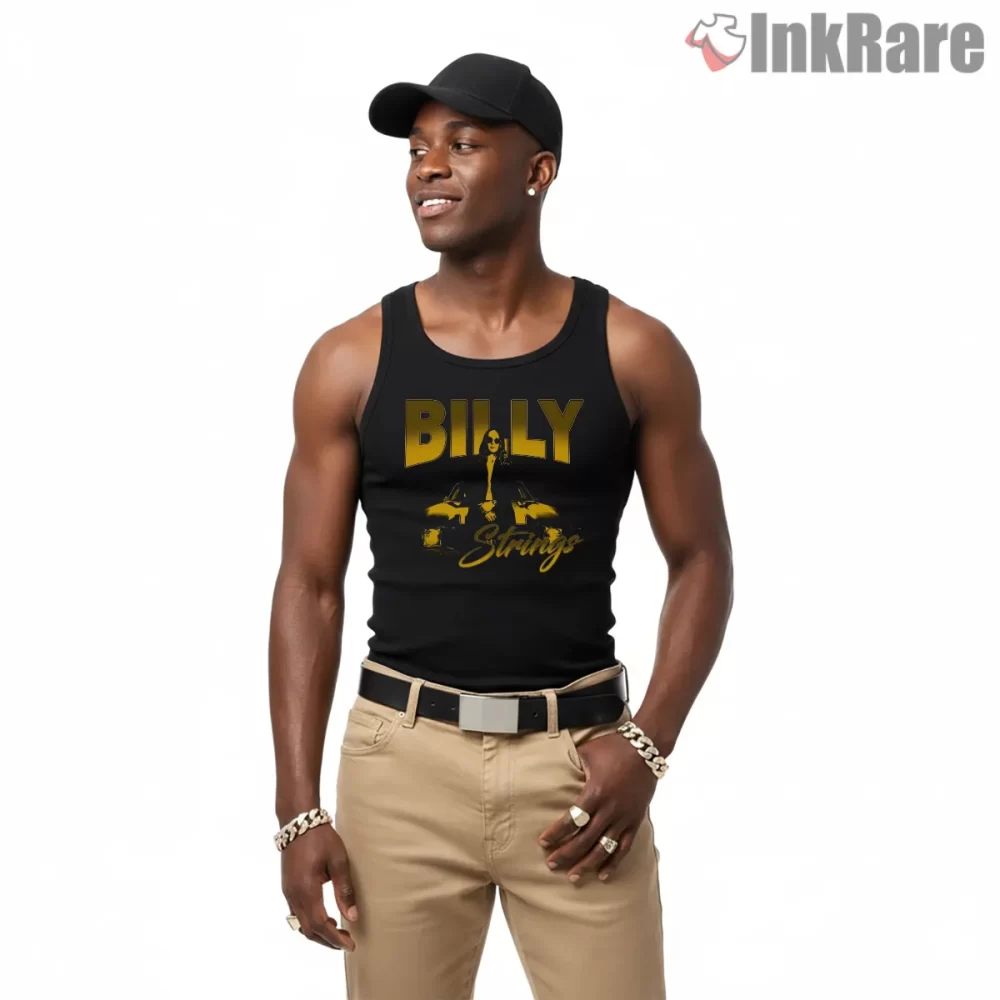 Billy Strings Noir Roadside Silhouette Shirt on black tank top for men graphic tee