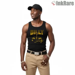 Billy Strings Noir Roadside Silhouette Shirt on black tank top for men graphic tee