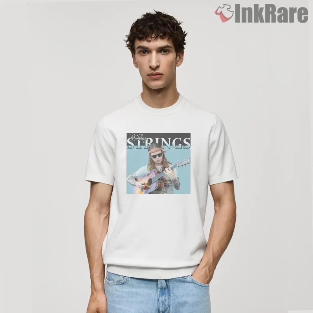 Billy Strings Pastel Portrait Guitar Style Shirt on white short sleeve shirt for men graphic tee