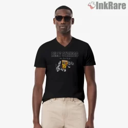 Billy Strings Pizza Groove Cartoon Shirt on black v-neck shirt for men graphic tee