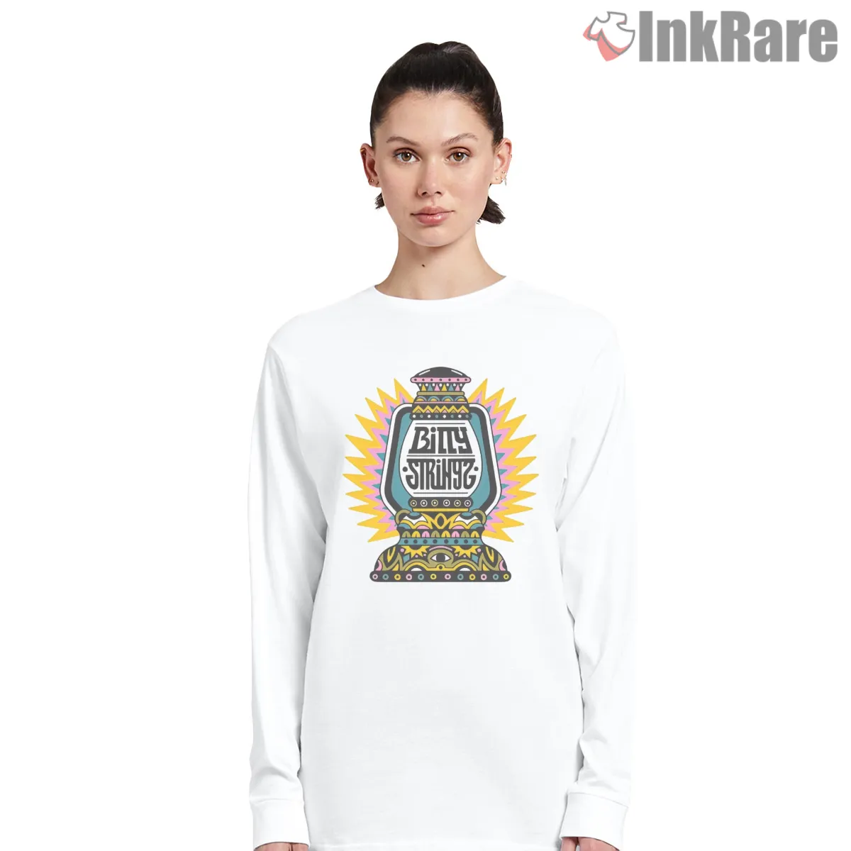 Billy Strings Psychedelic Lamp Poster Style Long Sleeve White Billy Strings Psychedelic Lamp Poster Style Shirt on white long sleeve shirt for women graphic tee