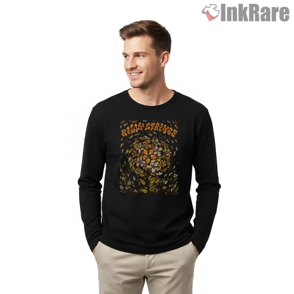 Billy Strings Psychedelic Wildflower Bloom Shirt on black long sleeve shirt for men graphic tee