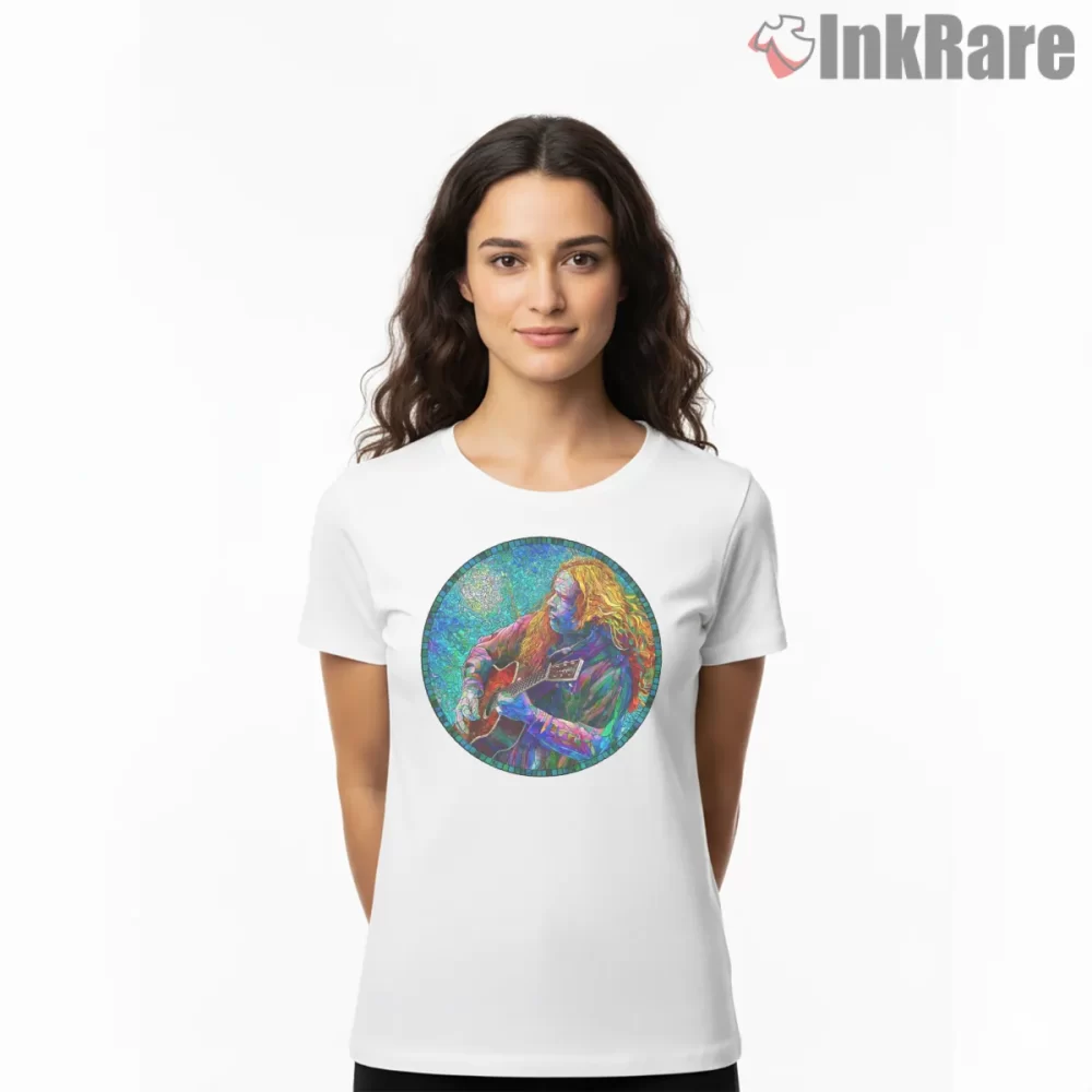 Billy Strings Rainbow Aura Live Portrait Shirt on white short sleeve shirt for women graphic tee