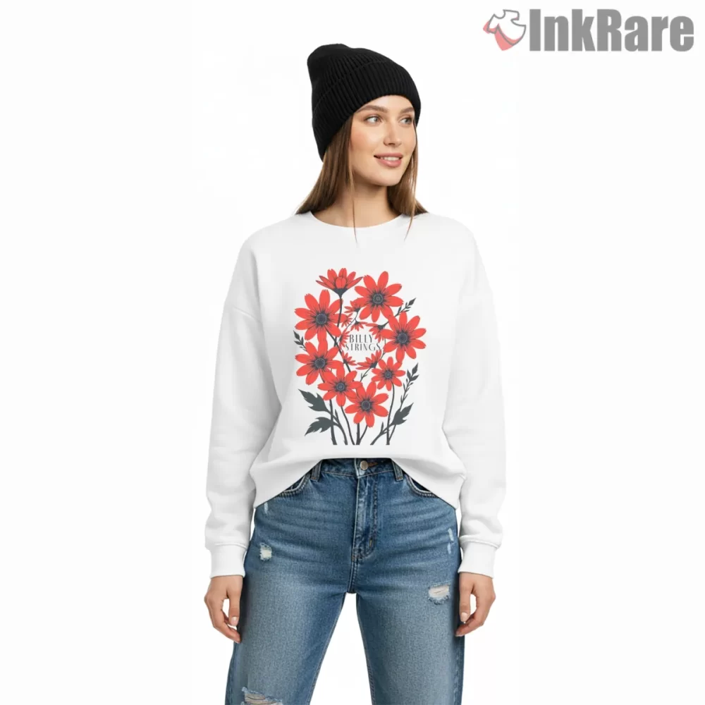 Billy Strings Red Daisies Art Shirt on graphic shirt for women graphic tee