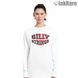 Billy Strings Red Daisies Filled Logo Shirt on white long sleeve shirt for women graphic tee