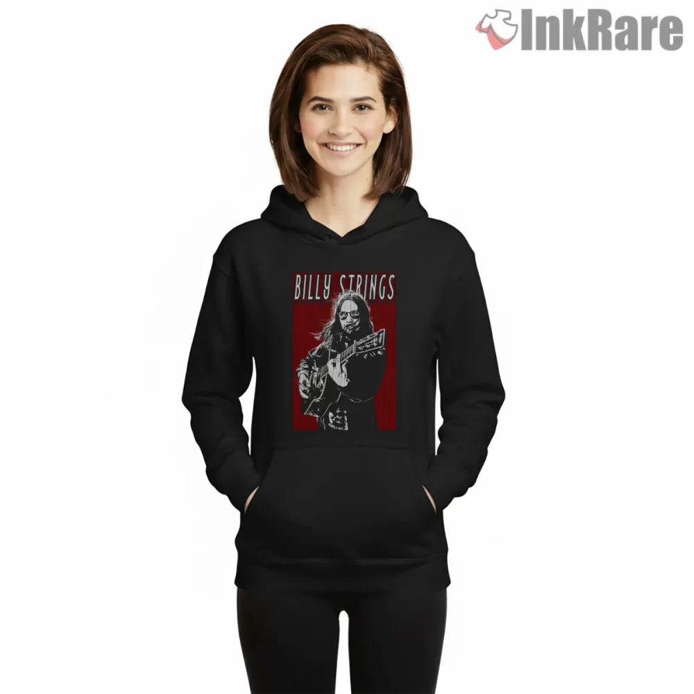 Billy Strings Red Stage Poster Portrait Shirt on black hoodie for women graphic tee