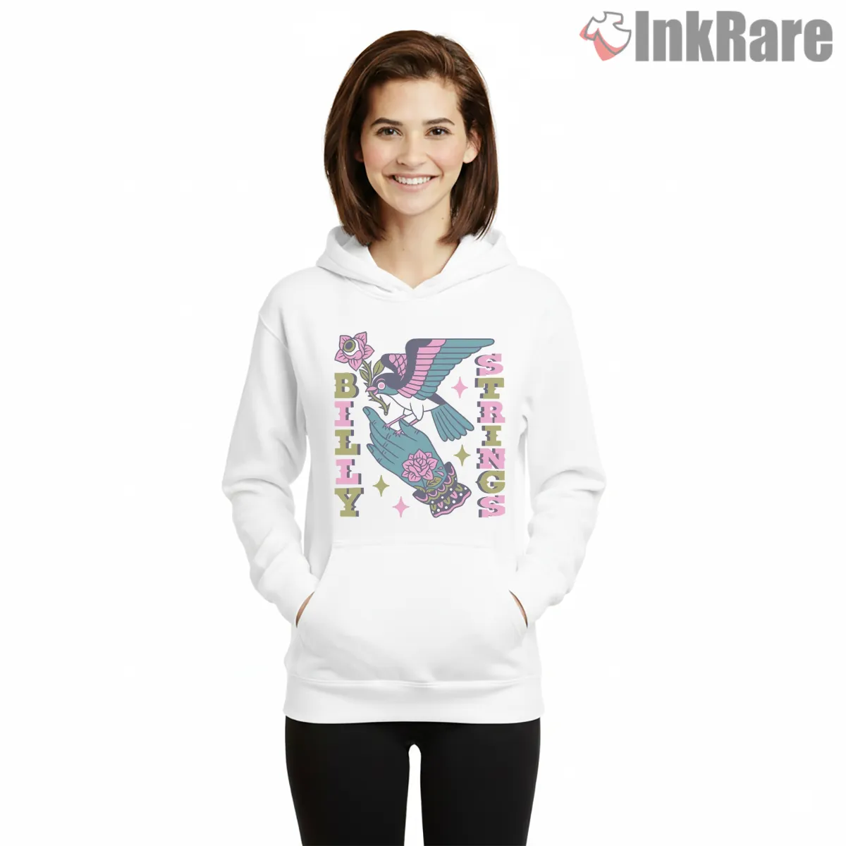 Billy Strings Retro Bird Wings Hoodie White Billy Strings Retro Bird Wings Shirt on white hoodie for women graphic tee