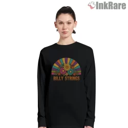 Billy Strings Retro Flowerburst Sunset Shirt on black long sleeve shirt for women graphic tee