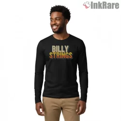Billy Strings Retro Gradient Typography Shirt on black long sleeve shirt for men graphic tee
