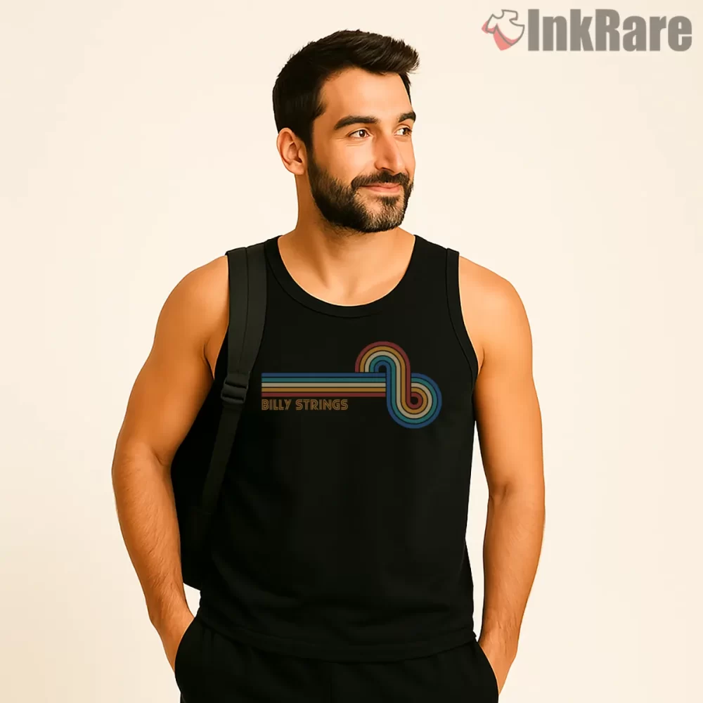 Billy Strings Retro Music Loop Stripes Shirt on black tank top for men graphic tee