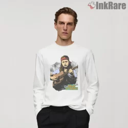 Billy Strings Retro Painted Portrait Shirt on white long sleeve shirt for men graphic tee