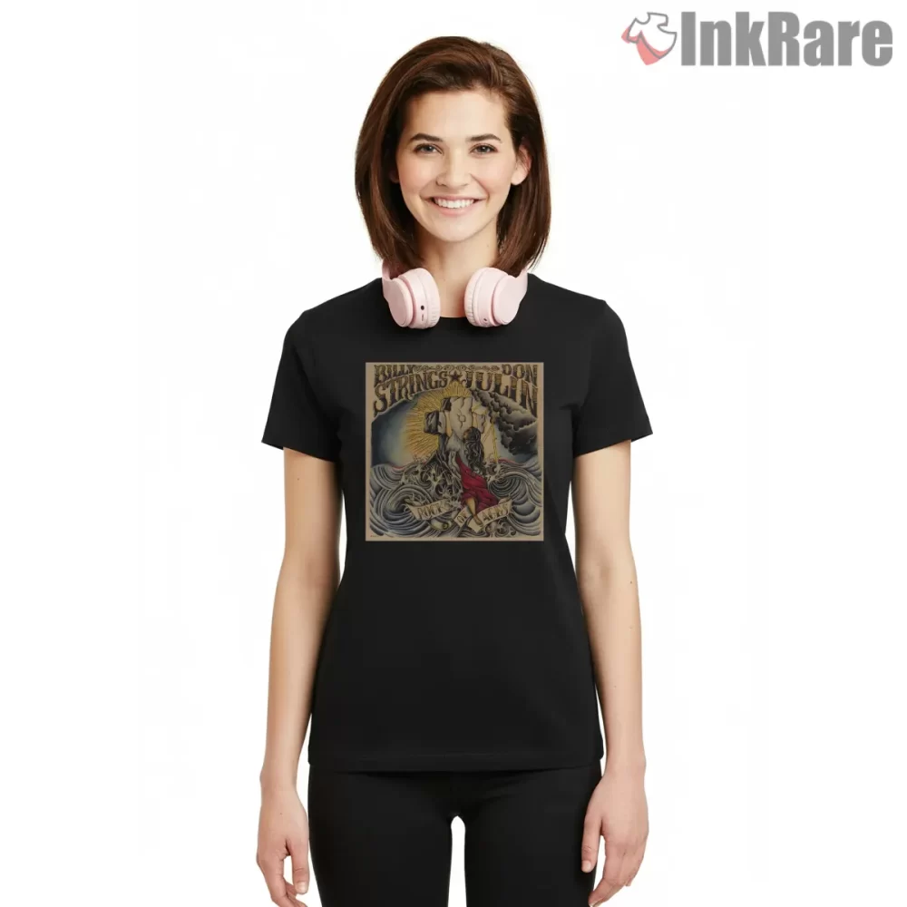 Billy Strings Rock Of Ages Storm Myth Shirt on black short sleeve shirt for women graphic tee
