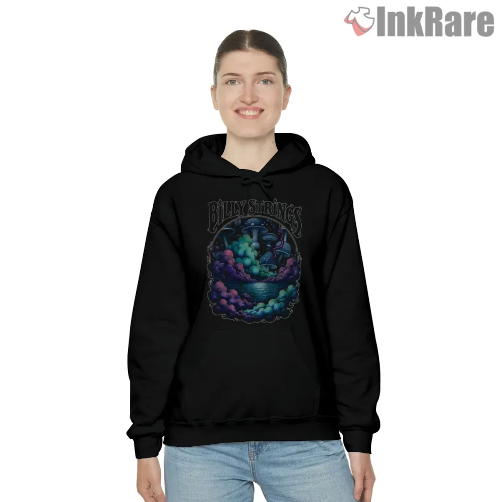 Billy Strings Shroom Lightning Psychedelic Night Shirt on black hoodie for women graphic tee