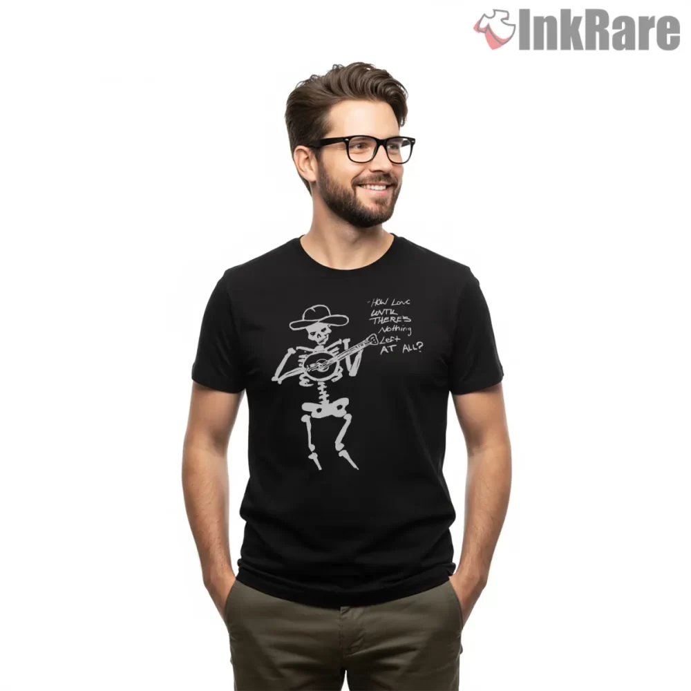 Billy Strings Skeleton Cowboy Lyric Quote Shirt on black short sleeve shirt for men graphic tee