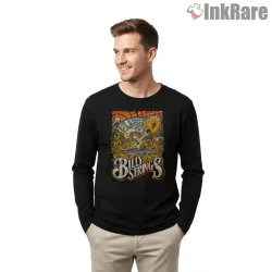 Billy Strings Skull And Wildflower Jam Shirt on black long sleeve shirt for men graphic tee