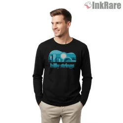 Billy Strings Skyline Sunset Badge Shirt on black long sleeve shirt for men graphic tee