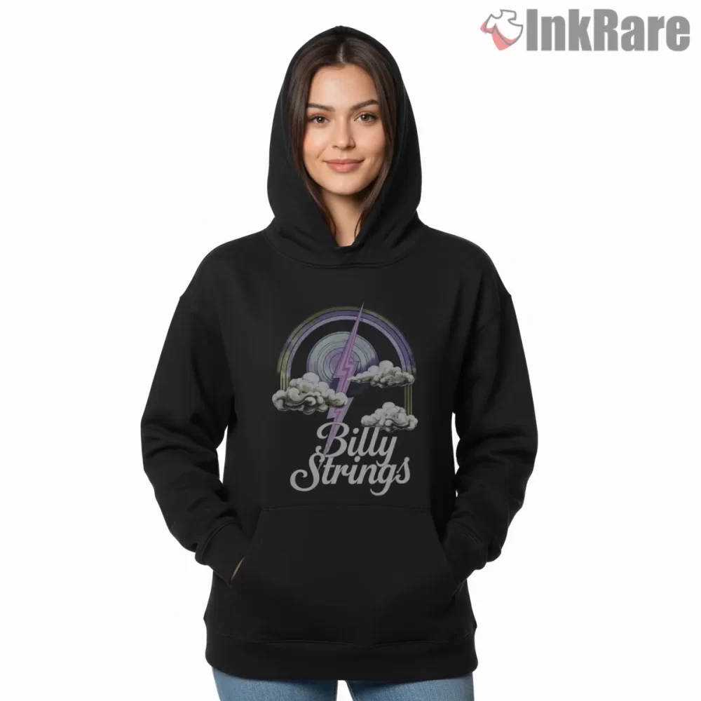 Billy Strings Storm Clouds Lightning Arc Shirt on black hoodie for women graphic tee