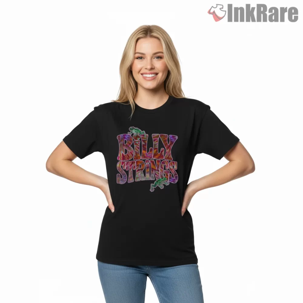 Billy Strings Tie Dye Frogs Groove Shirt on black short sleeve shirt for women graphic tee