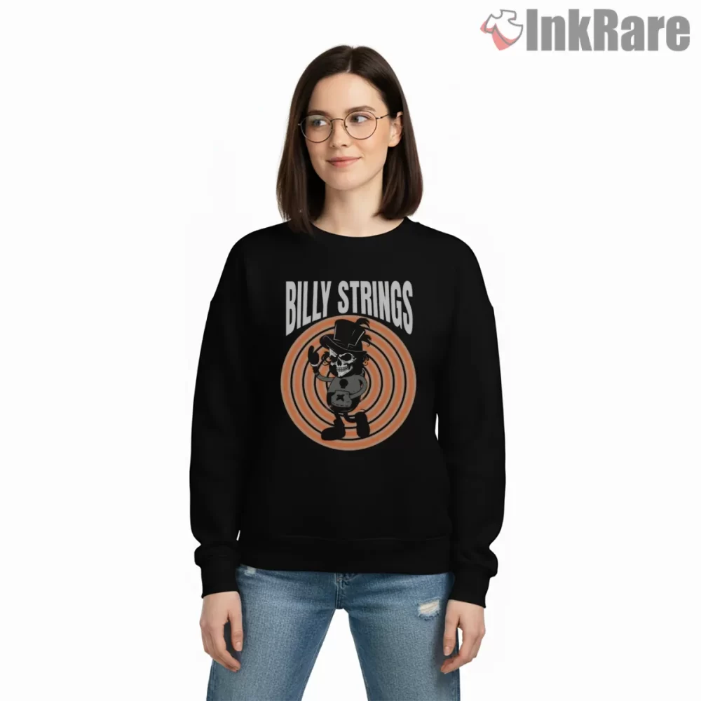 Billy Strings Top Hat Skeleton Street Shirt on graphic shirt for women graphic tee