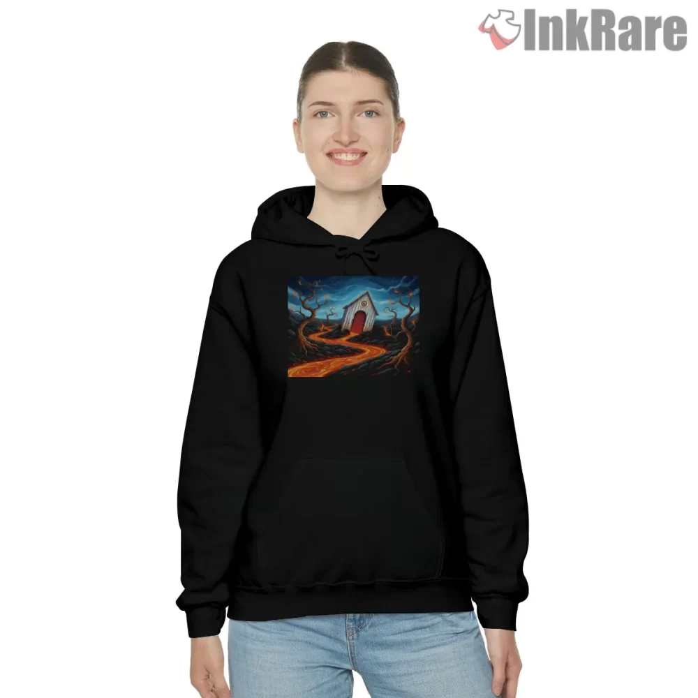 Billy Strings Turmoil And Tinfoil Surreal Landscape Shirt on black hoodie for women graphic tee