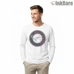 Billy Strings Turntable Vinyl Logo Shirt on white long sleeve shirt for men graphic tee