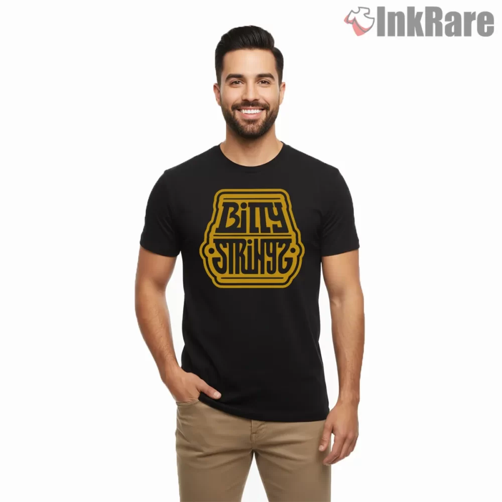 Billy Strings Vintage Lamp Label Shirt on black short sleeve shirt for men graphic tee