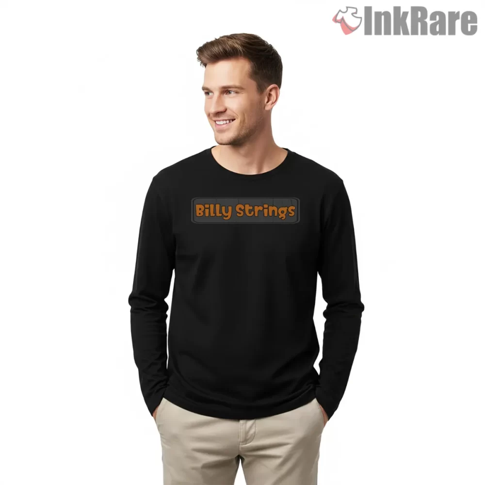 Billy Strings Vintage Plate Logo Shirt on black long sleeve shirt for men graphic tee