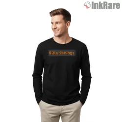 Billy Strings Vintage Plate Logo Shirt on black long sleeve shirt for men graphic tee