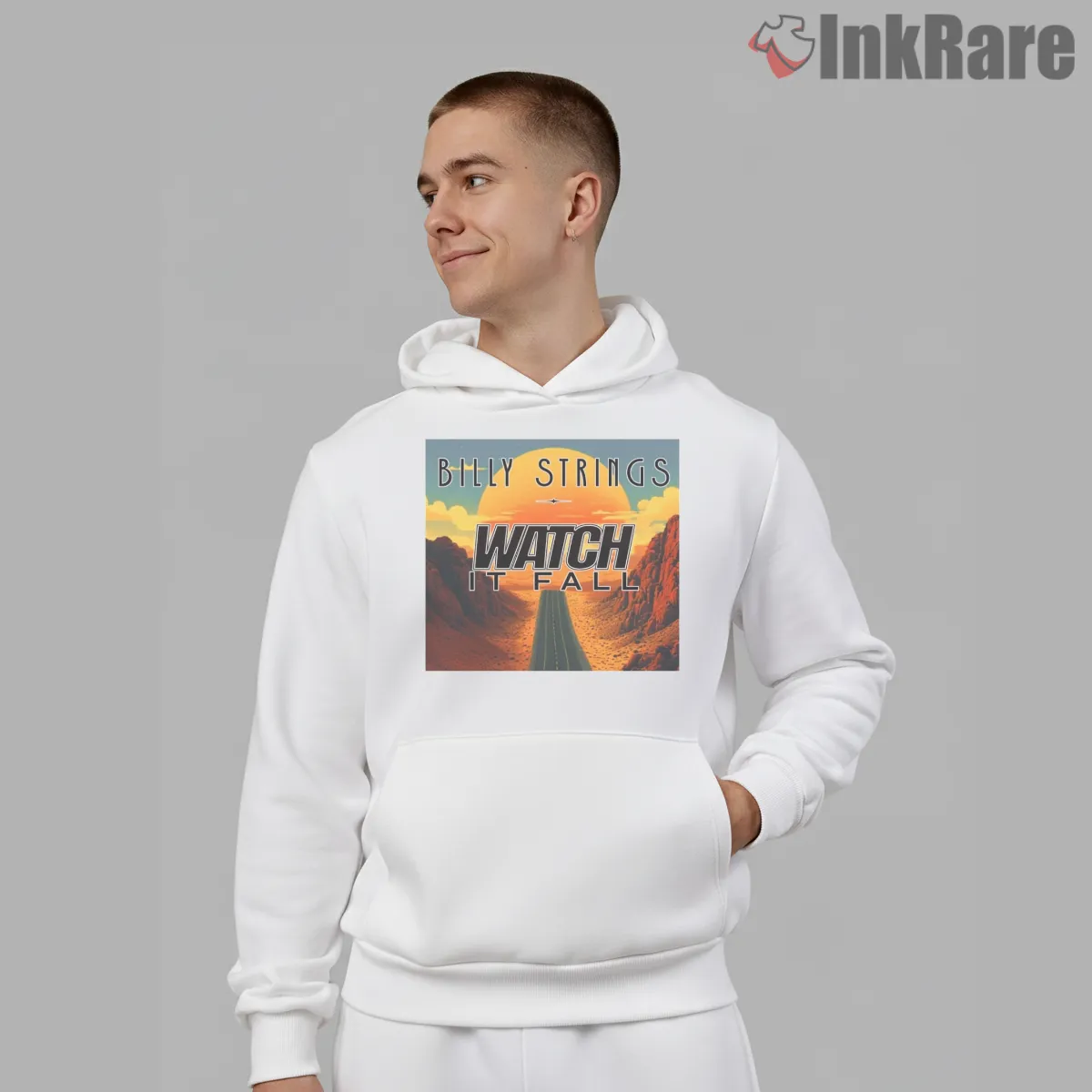 Billy Strings Watch It Fall Poster Hoodie White Billy Strings Watch It Fall Poster Shirt on white hoodie for men graphic tee