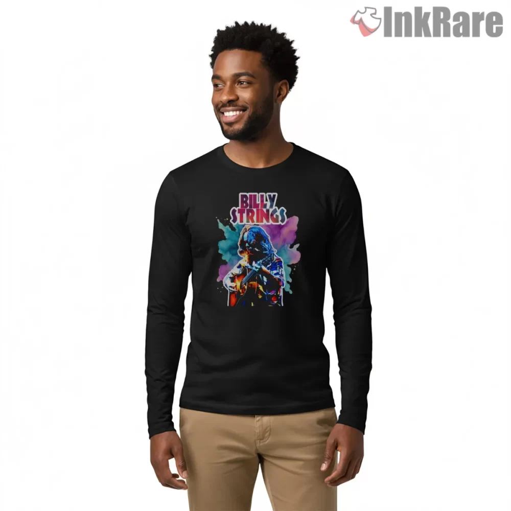 Billy Strings Watercolor Splash Live Shirt on black long sleeve shirt for men graphic tee