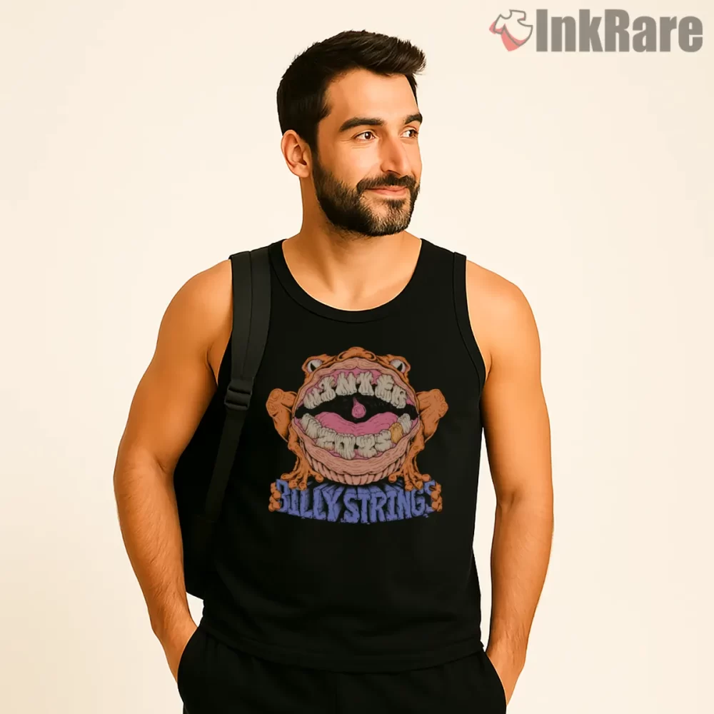 Billy Strings Wild Mouth Monster Shirt on black tank top for men graphic tee