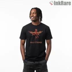 Billy Strings Winged Guitar Angel Shirt on black short sleeve shirt for men graphic tee