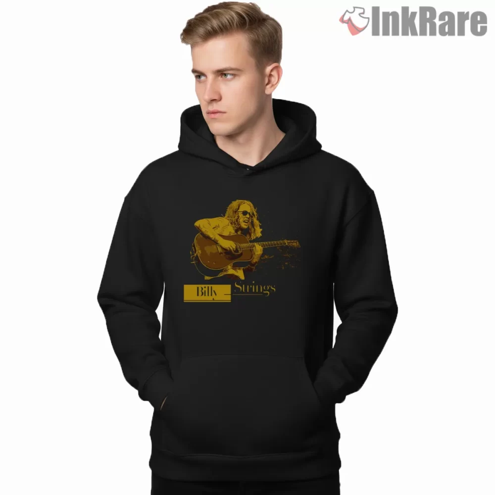 Billy Strings Yellow Live Guitar Energy Shirt on black hoodie for men graphic tee