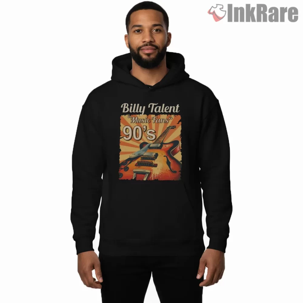 Billy Talent 90s Music Fans Guitar Poster Shirt on black hoodie for men graphic tee