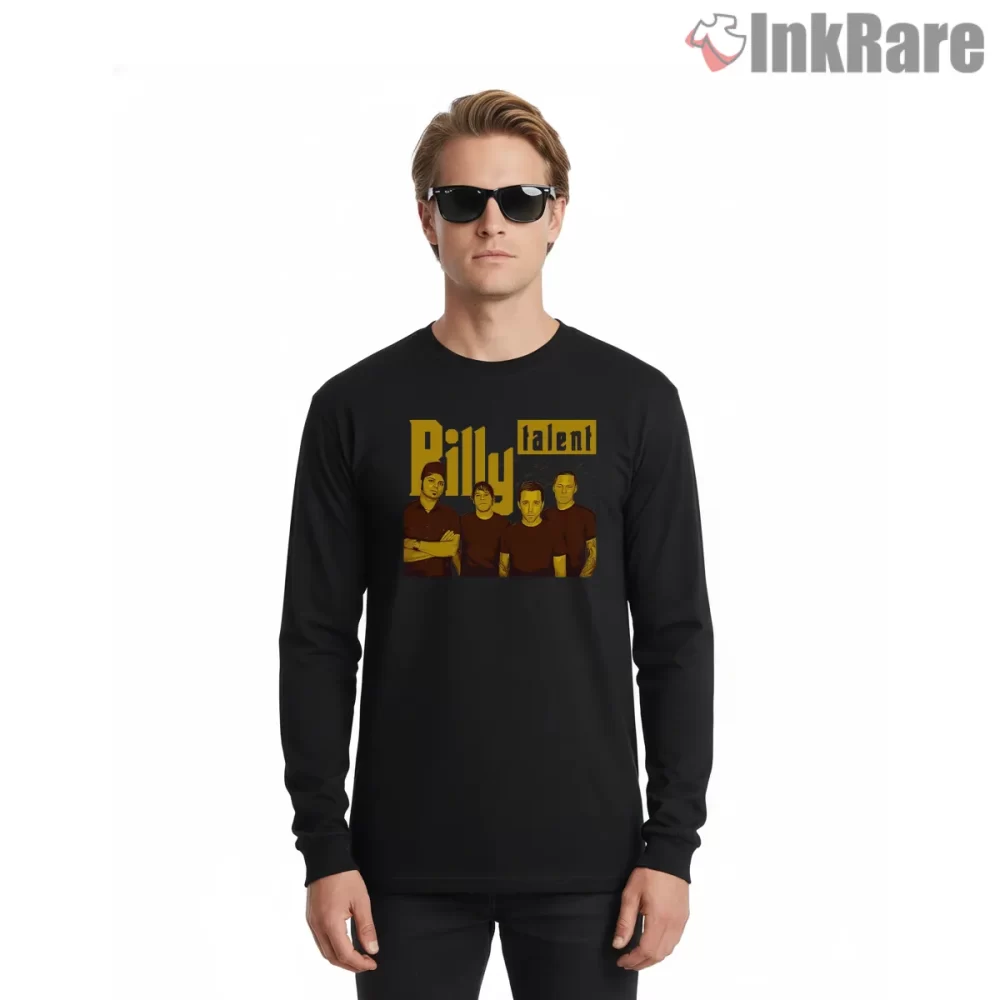 Billy Talent Band Portrait Yellow Logo Shirt on black long sleeve shirt for men graphic tee