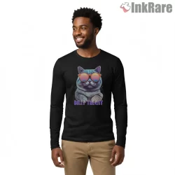 Billy Talent Cool Cat Sunglasses Shirt on black long sleeve shirt for men graphic tee