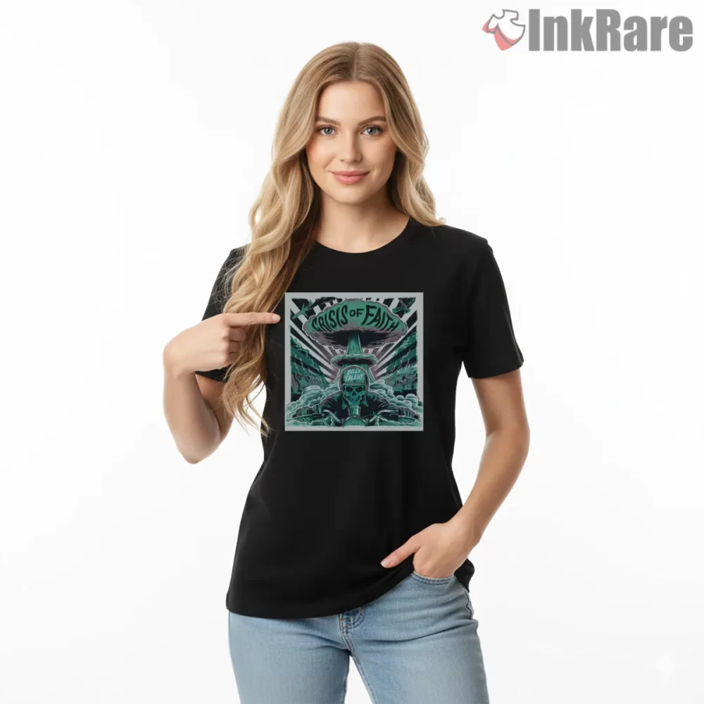 Billy Talent Crisis Of Faith Skull Mushroom Cloud Shirt on black short sleeve shirt for women graphic tee