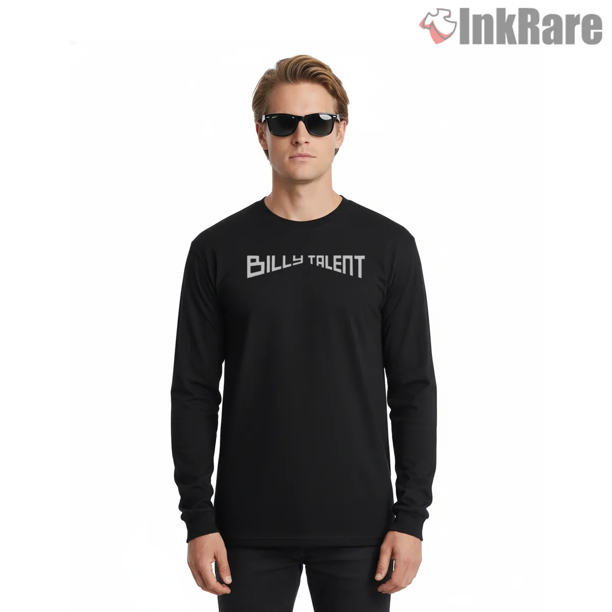 Billy Talent Curved Logo Minimalist Shirt on black long sleeve shirt for men graphic tee